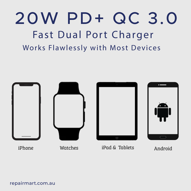 Anik 20W PD USB C Wall Charger Dual Port Fast Quick QC 3.0 Power Adapter